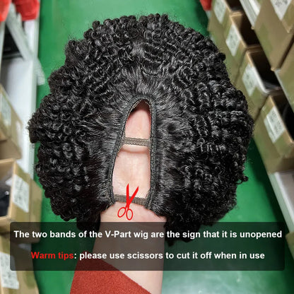 Afro Kinky Curly U Part Wigs For Women Peruvian Remy Human Hair Afro Kinky Curly V Part Wig 180% Densities 24 Inch Long Wig