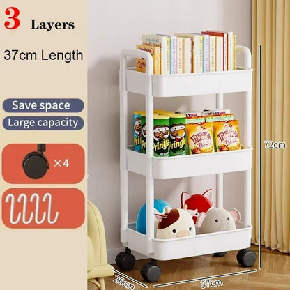 Hot Household Multi-layer Small Cart Storage Rack Floor To Floor Kitchen Bedroom Bathroom Storage Rack Storage Rack With Wheels