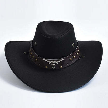 Artificial Suede Western Cowboy Hats Vintage Big-edge Gentleman Cowgirl Jazz Hat Holidays Party Cosplay Hat