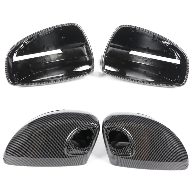 Mirror Cover For Audi TT TTS TTRS MK2 (8J) R8 (42) 2007-2014 Carbon Fiber Look/Gloss Black Exterior Rear View Cap Replacement