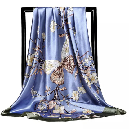 90*90cm Luxury quality silk spring autumn women new printing scarves fashion sunscreen large size shawl tourism seaside muffler