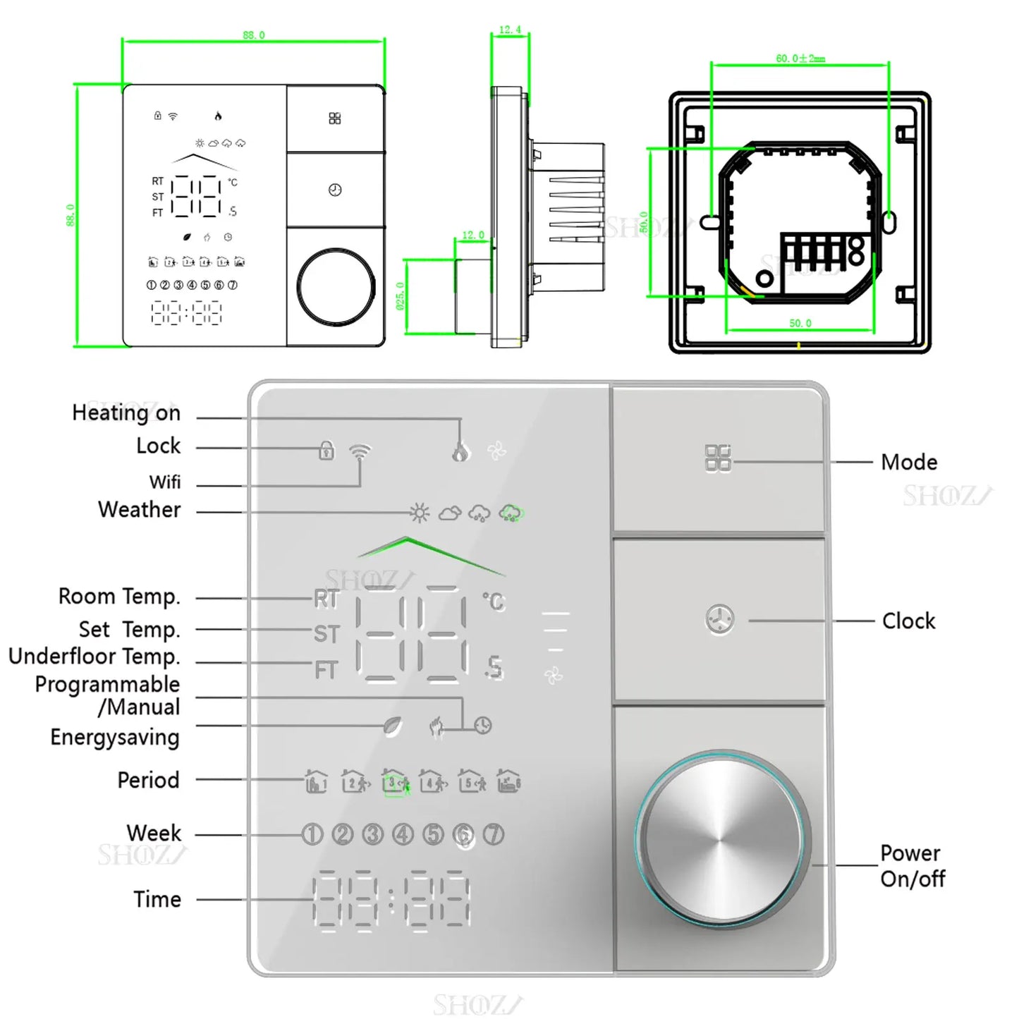 Tuya Smart Thermostats Programmable For Gas Boiler /Water Valves/Electric Floor With Wifi Remote Control  Works With Goolge