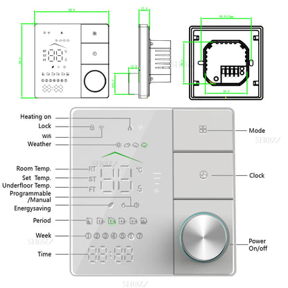 Tuya Smart Thermostats Programmable For Gas Boiler /Water Valves/Electric Floor With Wifi Remote Control  Works With Goolge