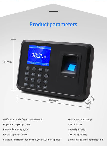 YK&SCAN Biometric Fingerprint Time Attendance Clock Recorder Employee Recognition Device Electronic