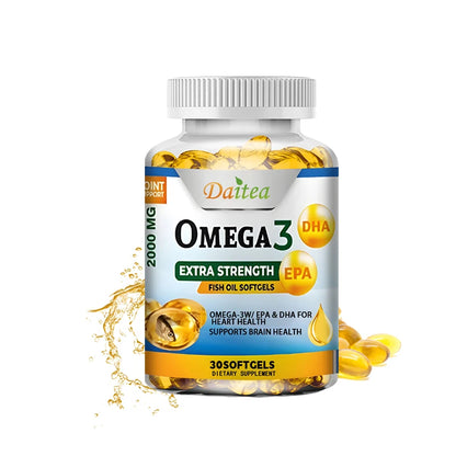 Omega 3 Fish Oil Capsules Support Brain & Nervous System Health, Cardiovascular & Skin Health, Antioxidant & Anti-Inflammation