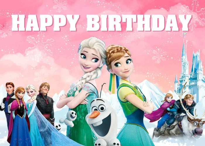 Frozen Elsa Backdrop Birthday Banner Girl Kids Photography Birthday Banner Party Ice Baby Shower Snow Castle Background