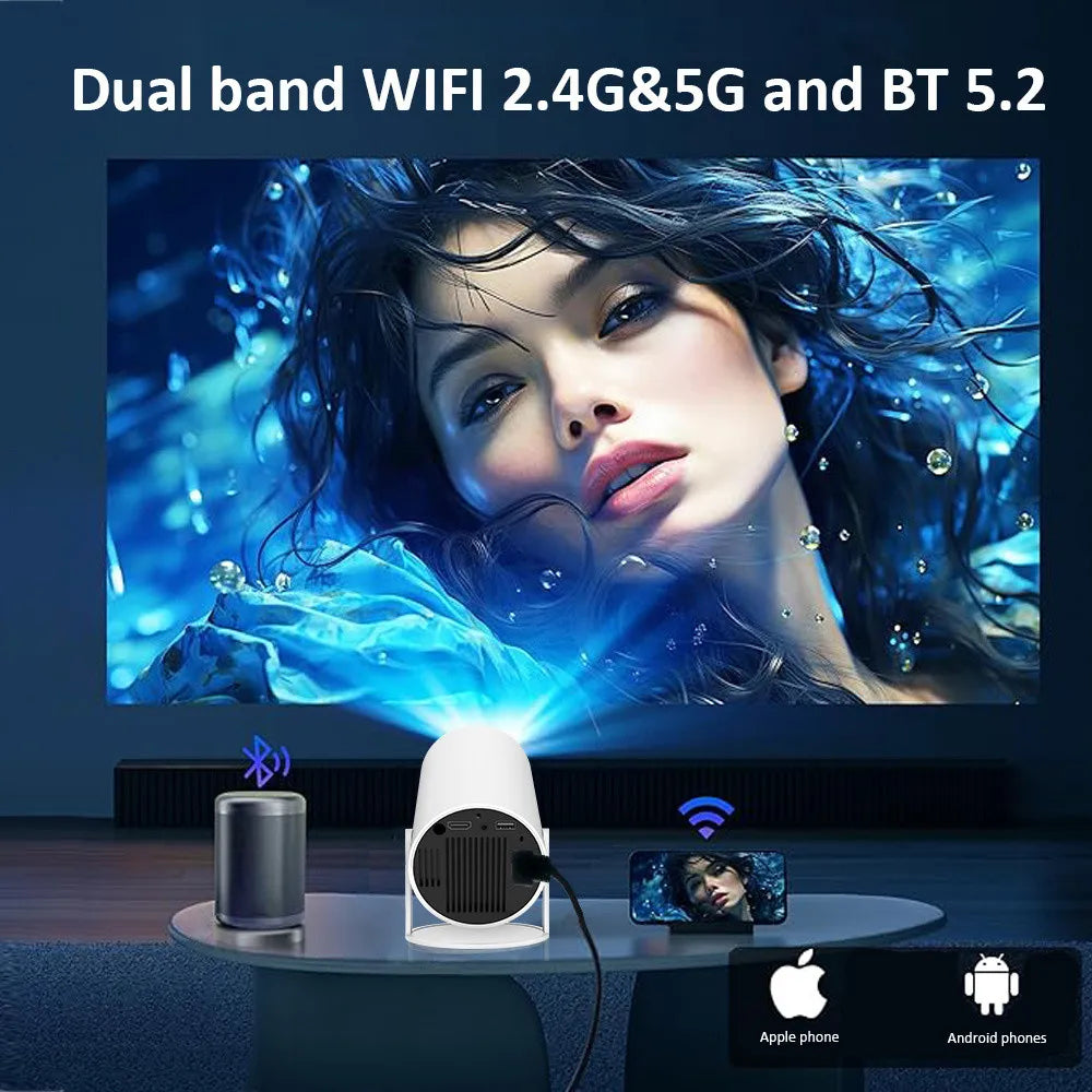 DITONG HY300 Plus Projector Android 4K 1280*720P Dual Wifi 300ANSI Video Cinema Outdoor Portable  home hd led HY300 Pro Projetor