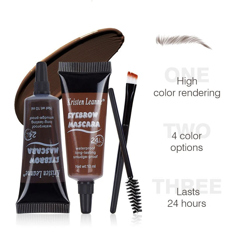 Natural Liquid Dyeing Eyebrow Cream Set Waterproof Shaping Brown Tint Pointed Tube Eyebrow Henna Mascara Paint Brush Makeup Tool