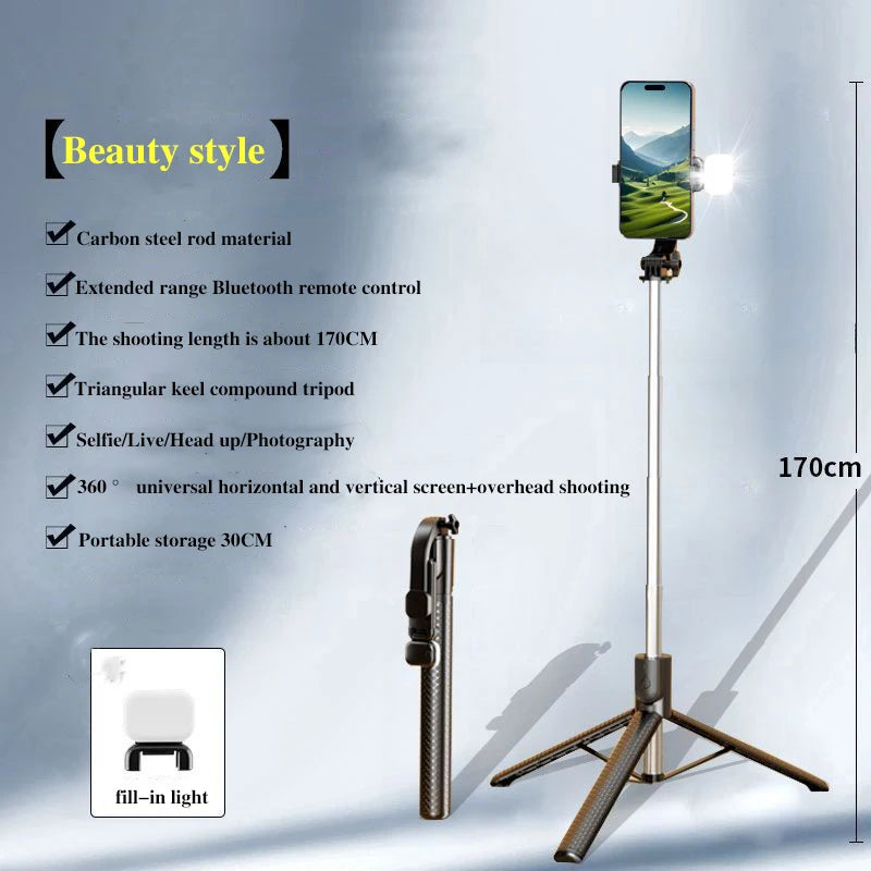 Selfie Stick Travel Portable Mobile Phone Selfie Stick Artifact 360 Degree Universal Axis Rotating Landing Tripod ﻿