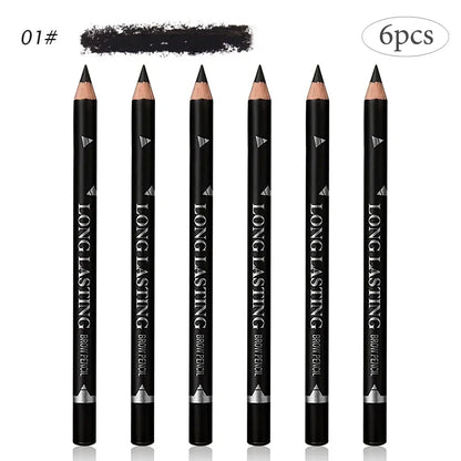 6pcs Eyebrow Eyeliner Pencils Makeup Pen Black Waterproof Eye Brow Pencil Long-lasting Nice Color Eye Brow Gel Pen Makeup Tools