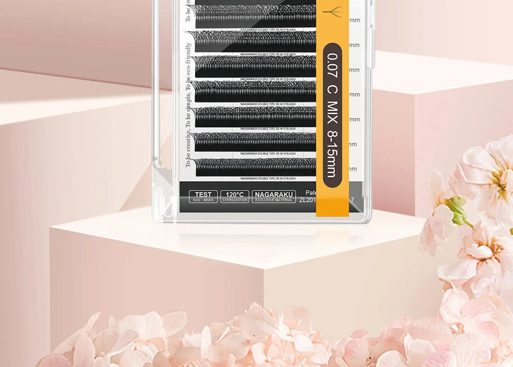 NAGARAKU 3D WW Automatic Flowering Double Tips 3DW Shape Premade Fans  Eyelash Extensions Individual Lashes Full Dense