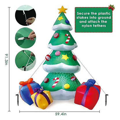 Santa Claus Inflatable Decoration Suitable for Home Outdoor Christmas Elk Pulling SleighSnowman Decoration Courtyard Garden Arch