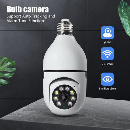 E27 Bulb Wireless Surveillance Camera 5G Wifi Night Vision Auto Human Tracking Home Panoramic Video Security Protection Monitor