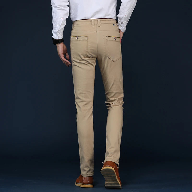 6 Colors Fashion Mens Slim Fit Casual Pants Korea Style Business Work Trousers All-match Mens Midwaist Straight Casual Pants