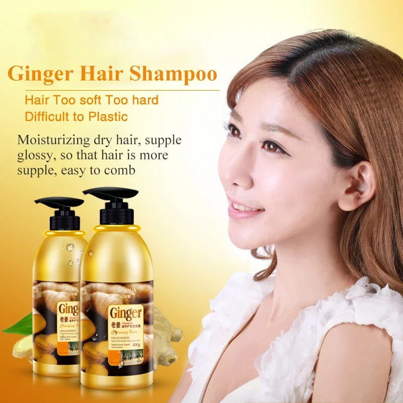 Herbal Ginger Hair Shampoo hair growth No Silicone Oil Control Anti Dandruff Itching Cleansing Professional Hair Treatment 400ml