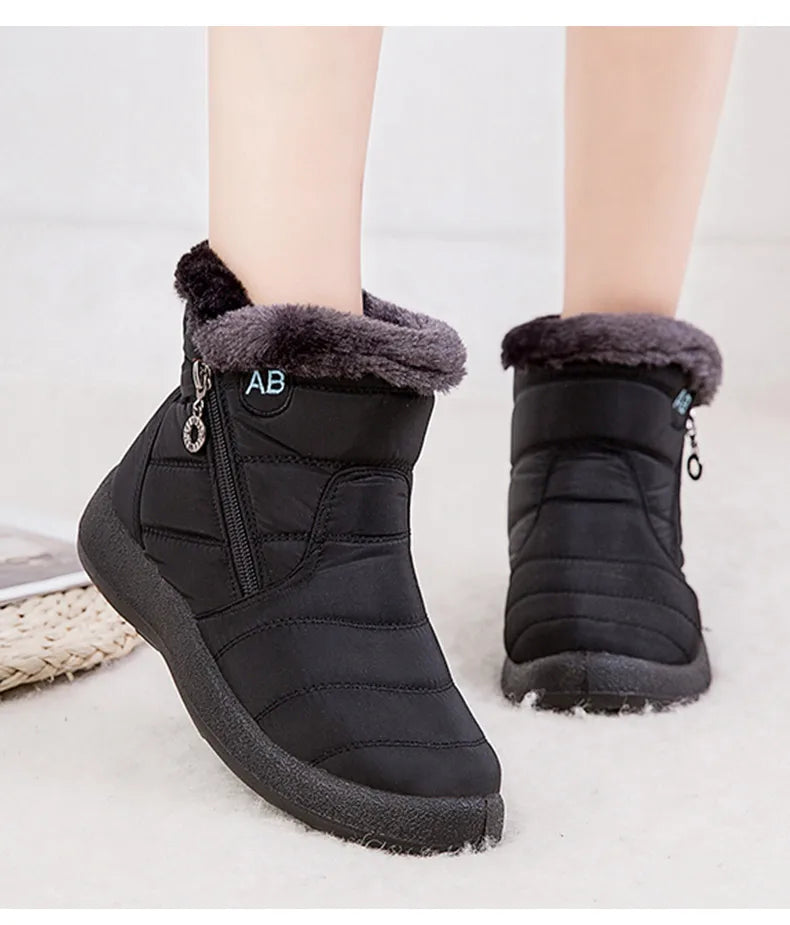 Women's Boots Women's Ankle Boots With Fur Winter Shoes Women Low Heels Winter Boots Snow Waterproof Botas Mujer Winter Footwear