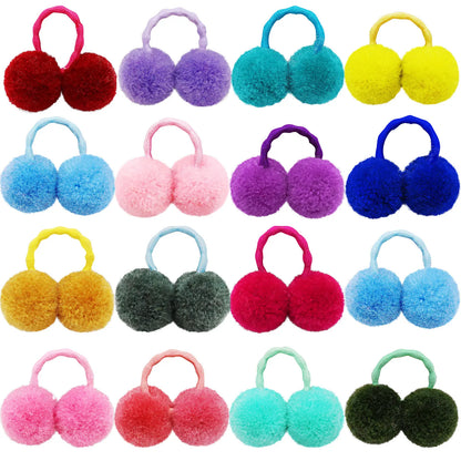 10pcs Pet Dog Plush Hair Balls Elastic Hair Bands for Medium Small Dogs Girls Cat Bows Pets Grooming Bows Dog Pet Accessories