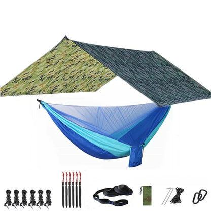 Camping Hammock with Bug Net and Rainfly Tarp,118x118in Portable Waterproof and UV Protection Hammock Tent for Indoor, Outdoor