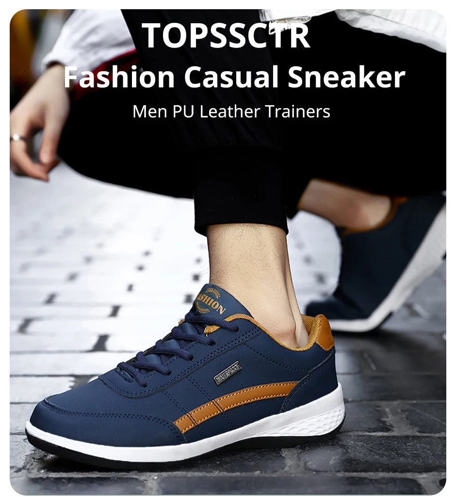 Fashion Casual Shoes Mens Outdoor Tennis Sneakers Lightweight Comfortable Lace Up PU Trainer Size Smaller Than Normals for Men