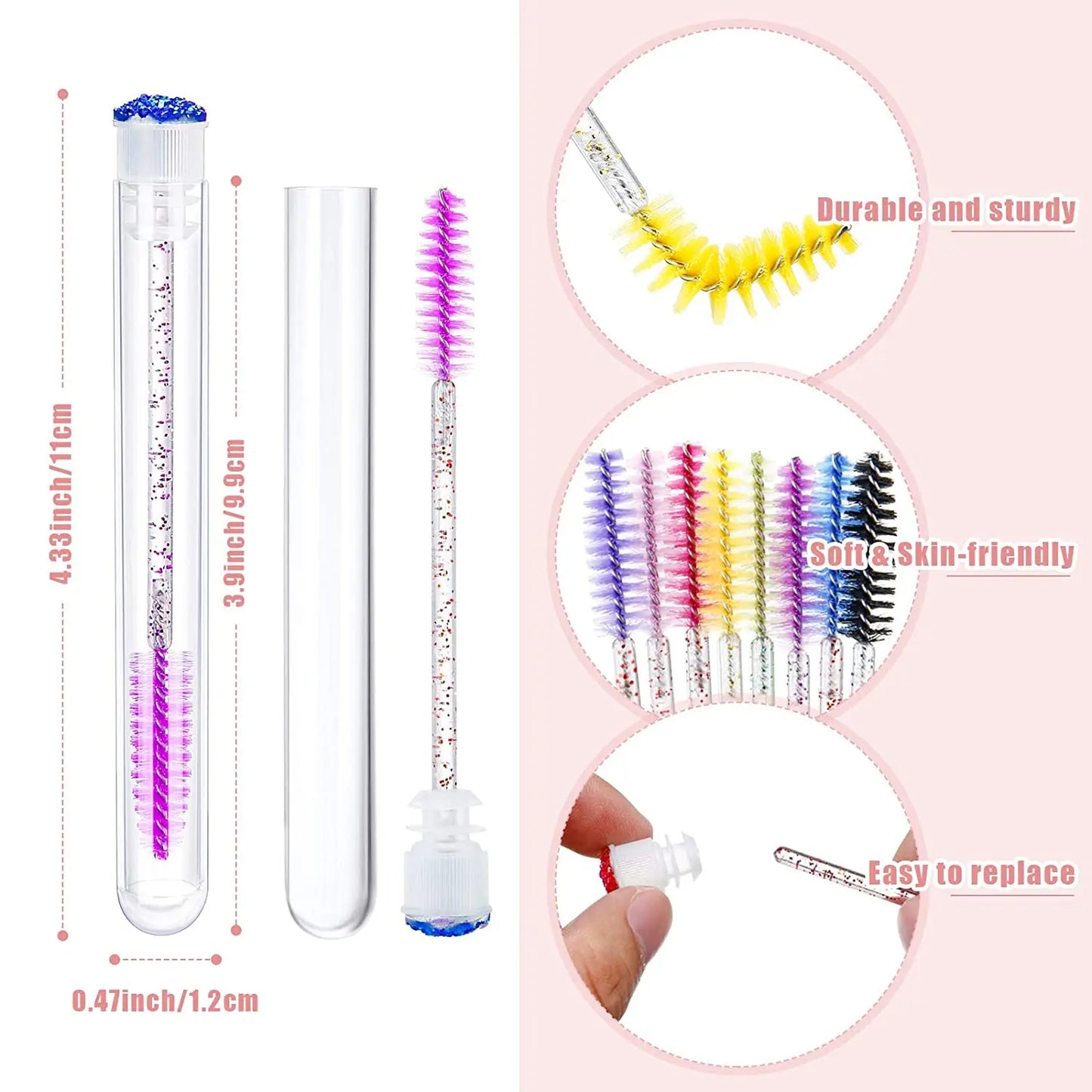 50/100pcs Reusable Eyebrow Brush Tube Disposable Mascara Wands for Eyelash Extension Replaceable Dust-proof Eye Lash Brushes