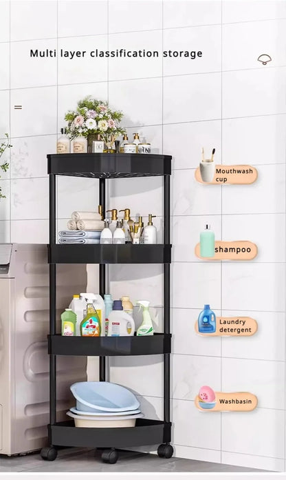 3/4/5 Tier Trolley Organizer Kitchen Gap Storage Rack Triangle Bathroom Storages Racks Bathroom Shelf Corner Storages Cabinet