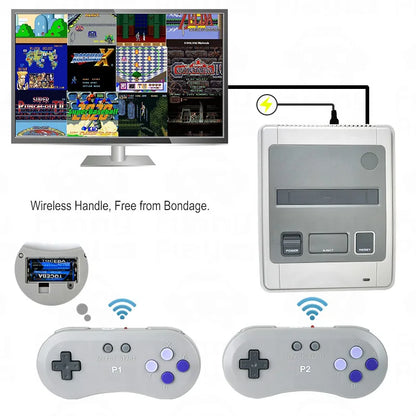 16 BIT Super Retro Video Game Console HD For Super SNES Built-in 518 Games 2.4G Wireless Controller