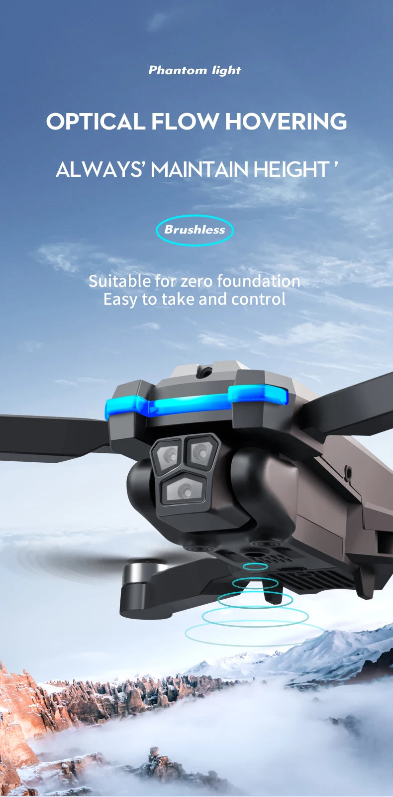 New S8S RC Drone Brushless 8K Three ESC Camera Optical Flow 360° Obstacle Avoidance Headless Mode Foldable Quadcopter