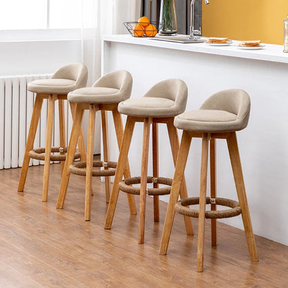 Solid Wood Bar Chair Nordic Rotatable High Foot stool Retro Pub Cafe Night Club High stool Modern Simple Backrest High Chair