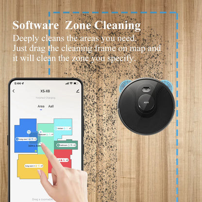 Robot vacuum cleaner ABIR X8, Smart Home Appliance,TOF Wisdom, Zone Sweeping, Restricted Area Mapping , UV Cleaning ,Carpet Wash