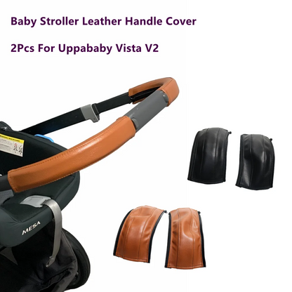 Baby Stroller Leather Armrest Cover For Uppababy Vista V1 & V2 Handle Bumper Sleeve Case Bar Protective Covers Pram Accessories