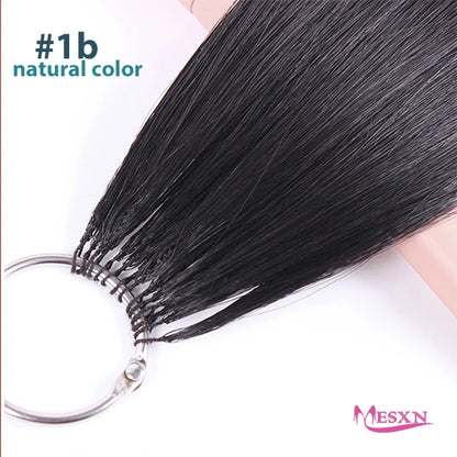 MESXN Third  Feather New hair extensions Straight Natural Real Human Hair Microring Hair Extensions  Brown Blonde  for salon