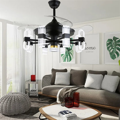 TYLA Modern Ceiling Fan With Light And Control LED Fixtures 220V 110V Decorative For Home Living Room Bedroom Restaurant