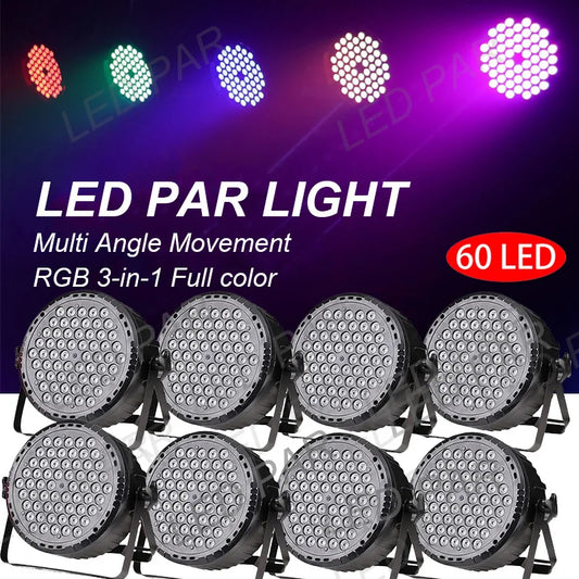 3 in 1 LED Par Light 60x3W RGB Full Color for Dance Studio Club Disco Show Lighting DMX512 Control Stage Flat Light party lights