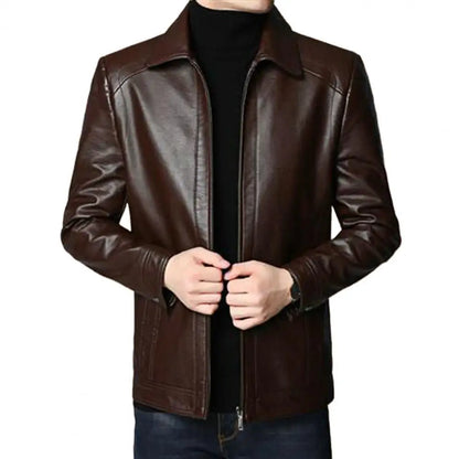 Men Leather Suit Jacket Slim Blazer Pu Coat Fashion Leather Jacket Streetwear Casual Blazer Jackets Male Outerwear Zipper Coat