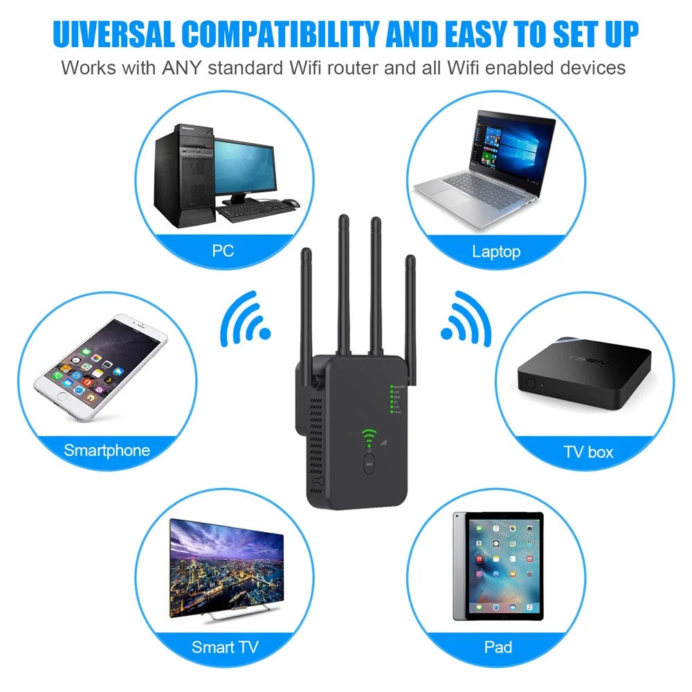 Router Wireless Repeater 1200Mbps Wifi Signal Booster Dual-Band 2.4G 5G WiFi Extender Gigabit WiFi Amplifier Home Office Outdoor