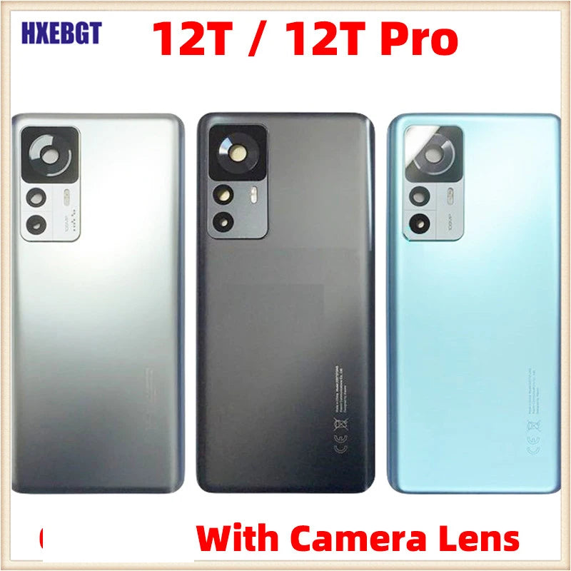 New For Xiaomi 12T , 12T Pro Back Cover Chassis Case Rear Battery Housing Door With  Camera Lens + CE Smartphone Parts