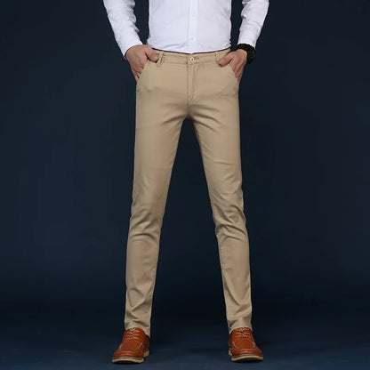 6 Colors Fashion Mens Slim Fit Casual Pants Korea Style Business Work Trousers All-match Mens Midwaist Straight Casual Pants