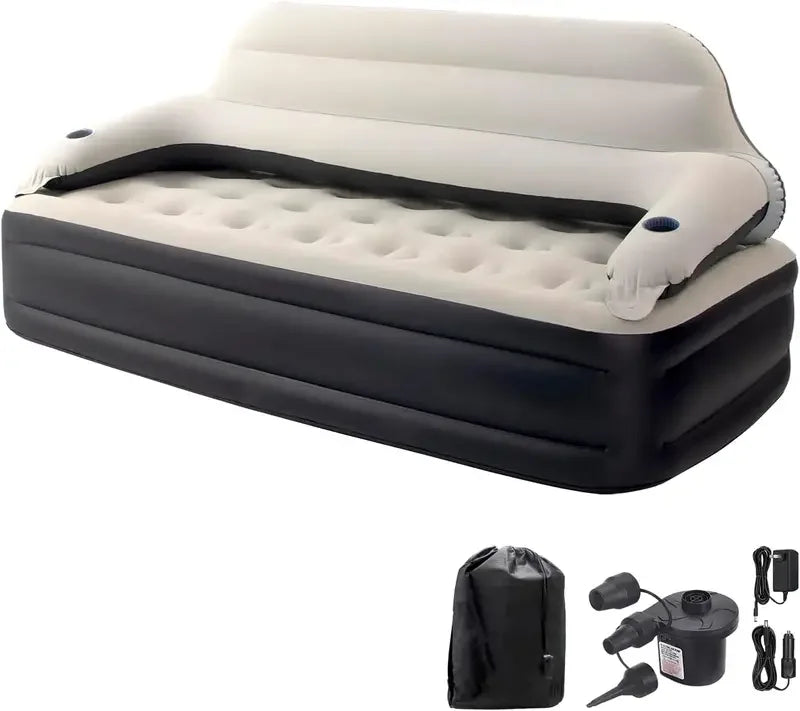 King Size Air Mattress with Headboard and Pump,Blow Up Mattress Inflatable Bed with Pillows