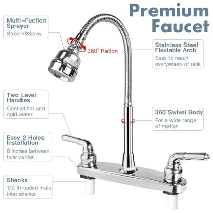 South American RV Kitchen Faucets Dual Port Faucet Kitchen Splashproof Faucet Replacement Sink Faucets Kitchen Accessories