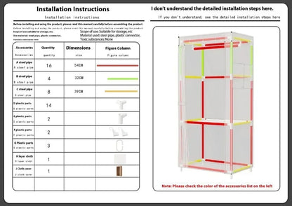 Simple Wardrobe High-capacity Household Bedroom Wardrobe Save Space Multi Functional Storage Clothing Dustproof Storage Cabinet