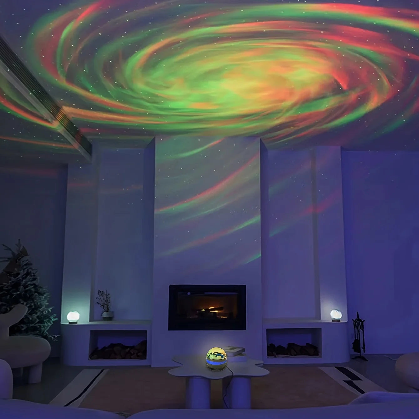 Starry Sky Galaxy Lamp Projector LED Night Light Remote Control Sound Active 5V USB Charging 7 Modes for Kids Room  Party Decor