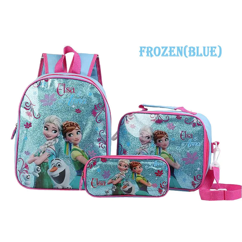 Disney Cartoon Princess Elsa Schoolbag Cute Large-capacity 3-piece Set of Children's Girls Boy Backpack Children's Schoolbag