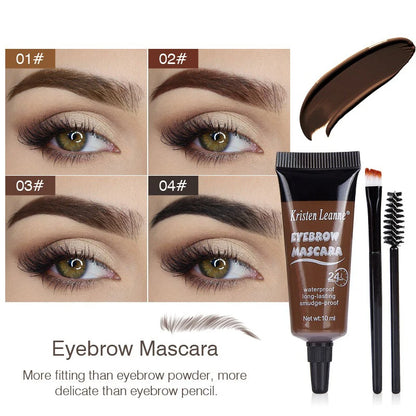 Natural Liquid Dyeing Eyebrow Cream Set Waterproof Shaping Brown Tint Pointed Tube Eyebrow Henna Mascara Paint Brush Makeup Tool