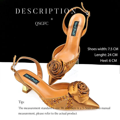 Ladies High Quality Women's Pumps And Bag Handmade Flowers Fashion Design For Nigeria Wedding Party