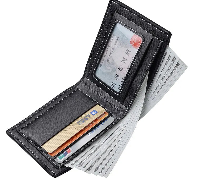 Pu Leather Men Short Wallet Thin Style Folding Young Men Credit Card Holder Wallet