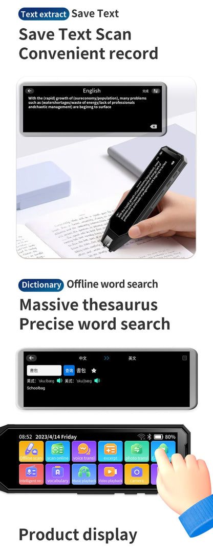 5.5-inch large-screen translation pen, supports scanning and translation in 60 languages - voice translation in 134 languages