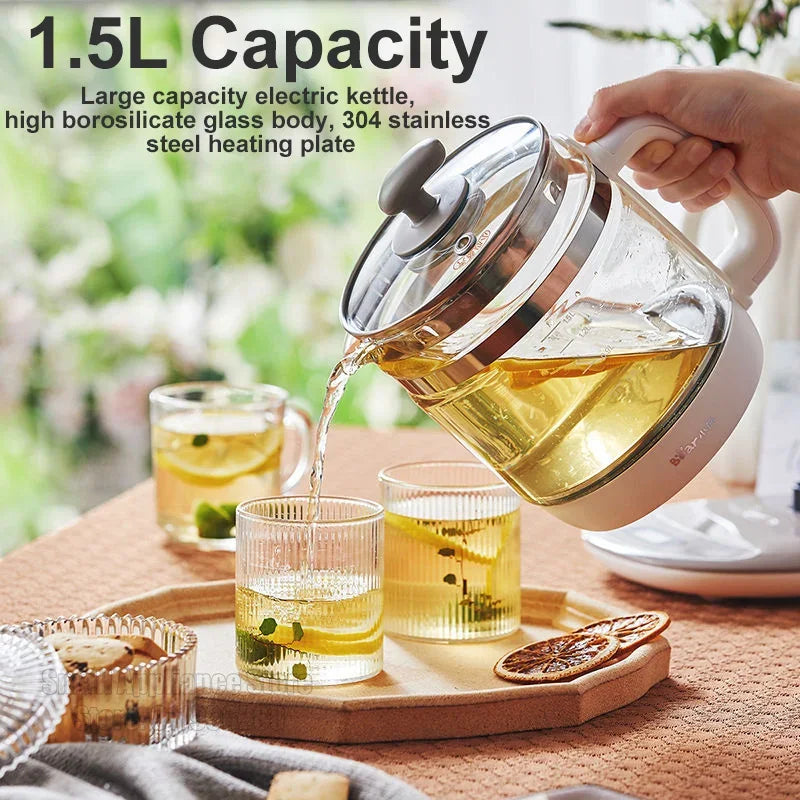 Bear Electric Kettle Multifunction Health Pot 1.5L Desert Flower Tea Stew Soup Porridge Cooker 24H Reservation For Kitchen