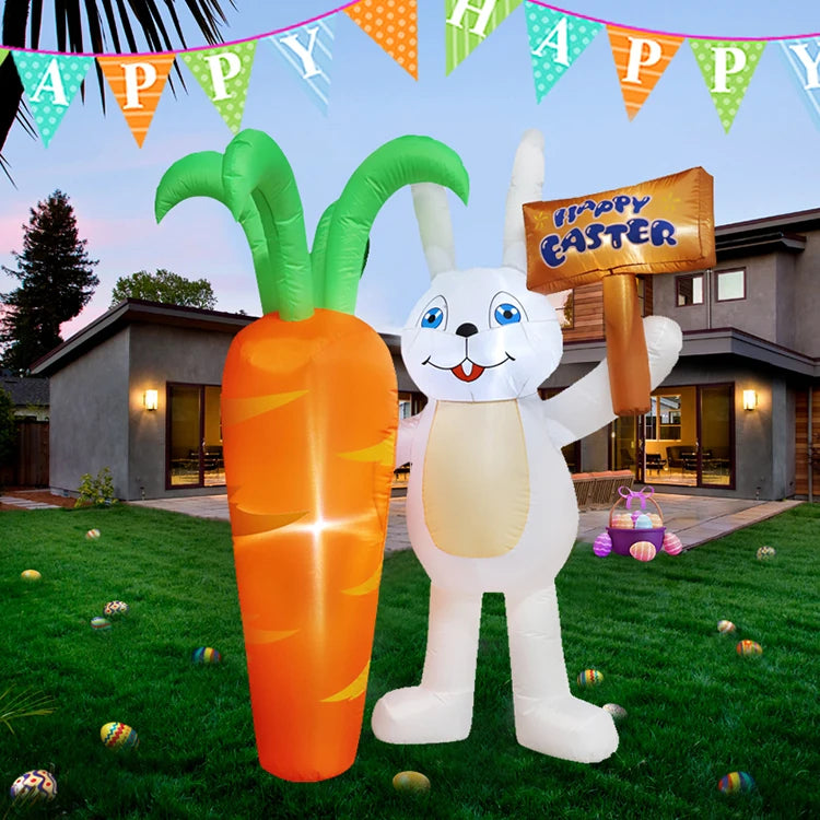 2024 Happy Easter Celebration Decoration LED Light Giant Easter Egg Bunny Rabbit Inflatable Toy for Outdoor Home Garden Ornament