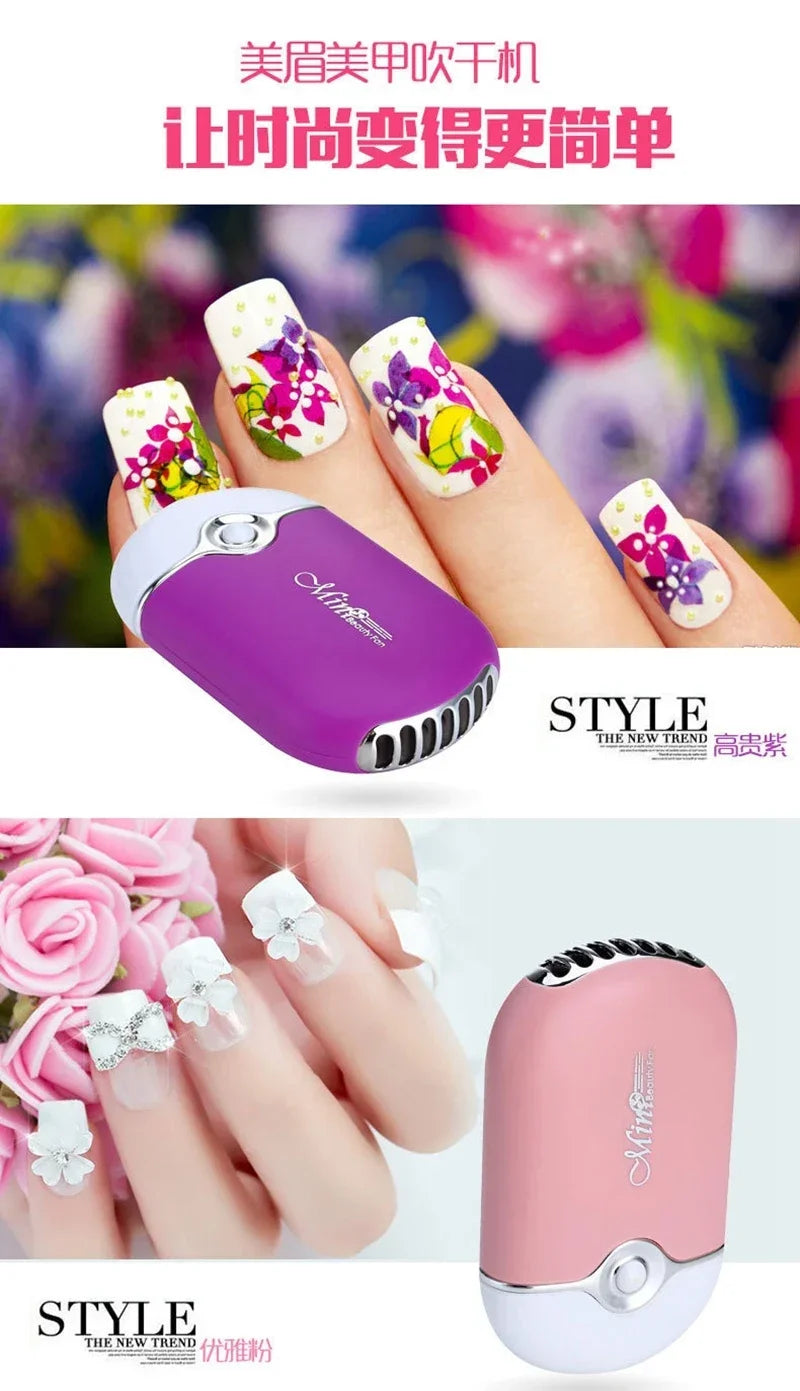 New USB Mini Fan Air Conditioning Blower USB Charging Fan Eyelash Hair Dryer Portable Nail Polish Quick Dry Pocket Cooling Fan