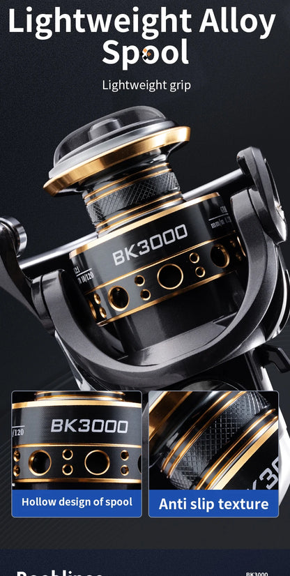 Rooblinos BK 2000-7000 Spining Reels Saltwater Freshwater Fishing Reel Ultralight Metal Frame Smooth And Tough High Speed Reels